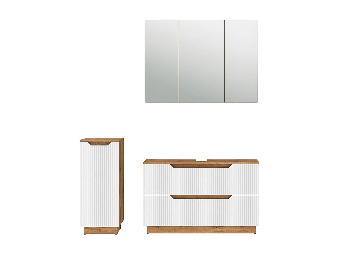 Set di mobili da bagno rovere/bianco a strisce 99.4x32x62.5 lotta