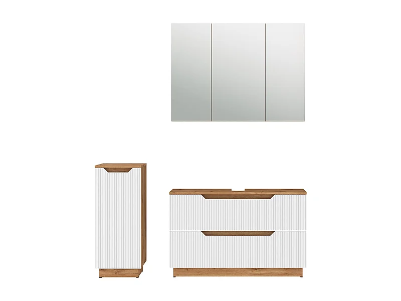 Set di mobili da bagno rovere/bianco a strisce 99.4x32x62.5 lotta