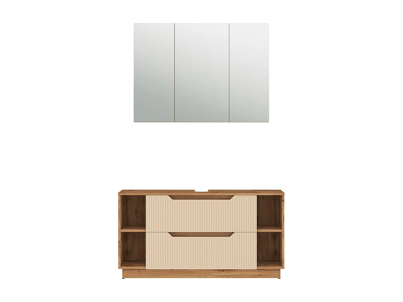 Badmöbel-Set eiche/kaschmir gestreift 119.2x35x62.5 lotta