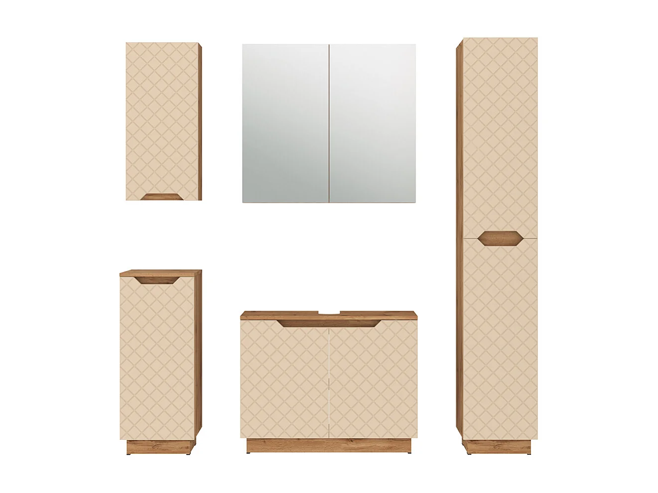 Badkamermeubelset eiken/kasjmier met tegelstructuur 79.6x32x62.5 lotta