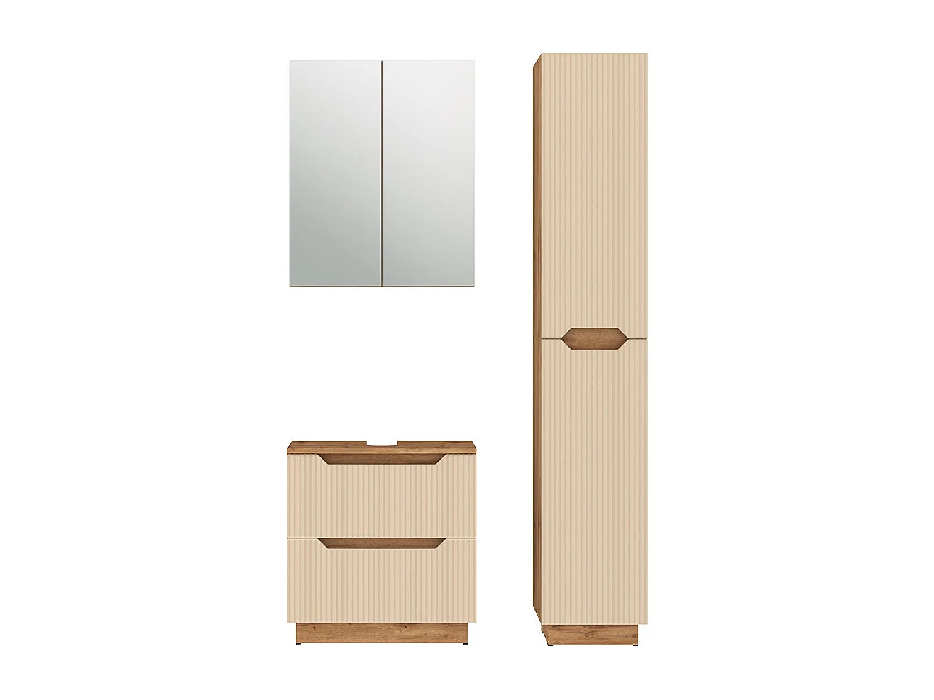 Badmöbel-Set eiche/kaschmir gestreift 59.8x32x62.5 lotta