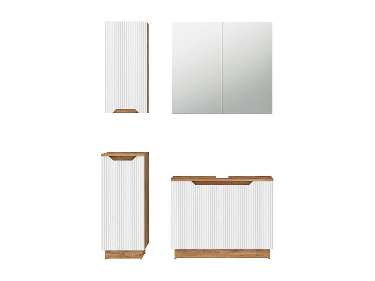 Set di mobili da bagno rovere/bianco a strisce 79.6x32x62.1 lotta