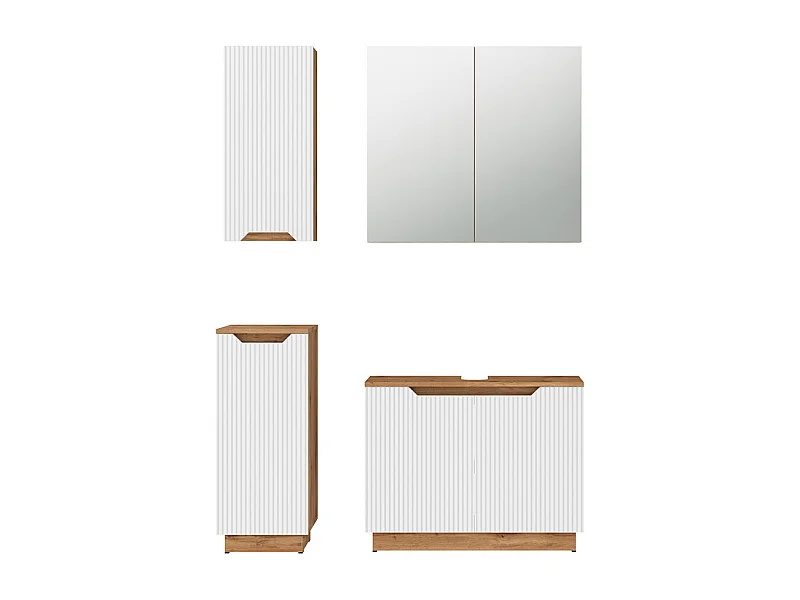 Set di mobili da bagno rovere/bianco a strisce 79.6x32x62.1 lotta