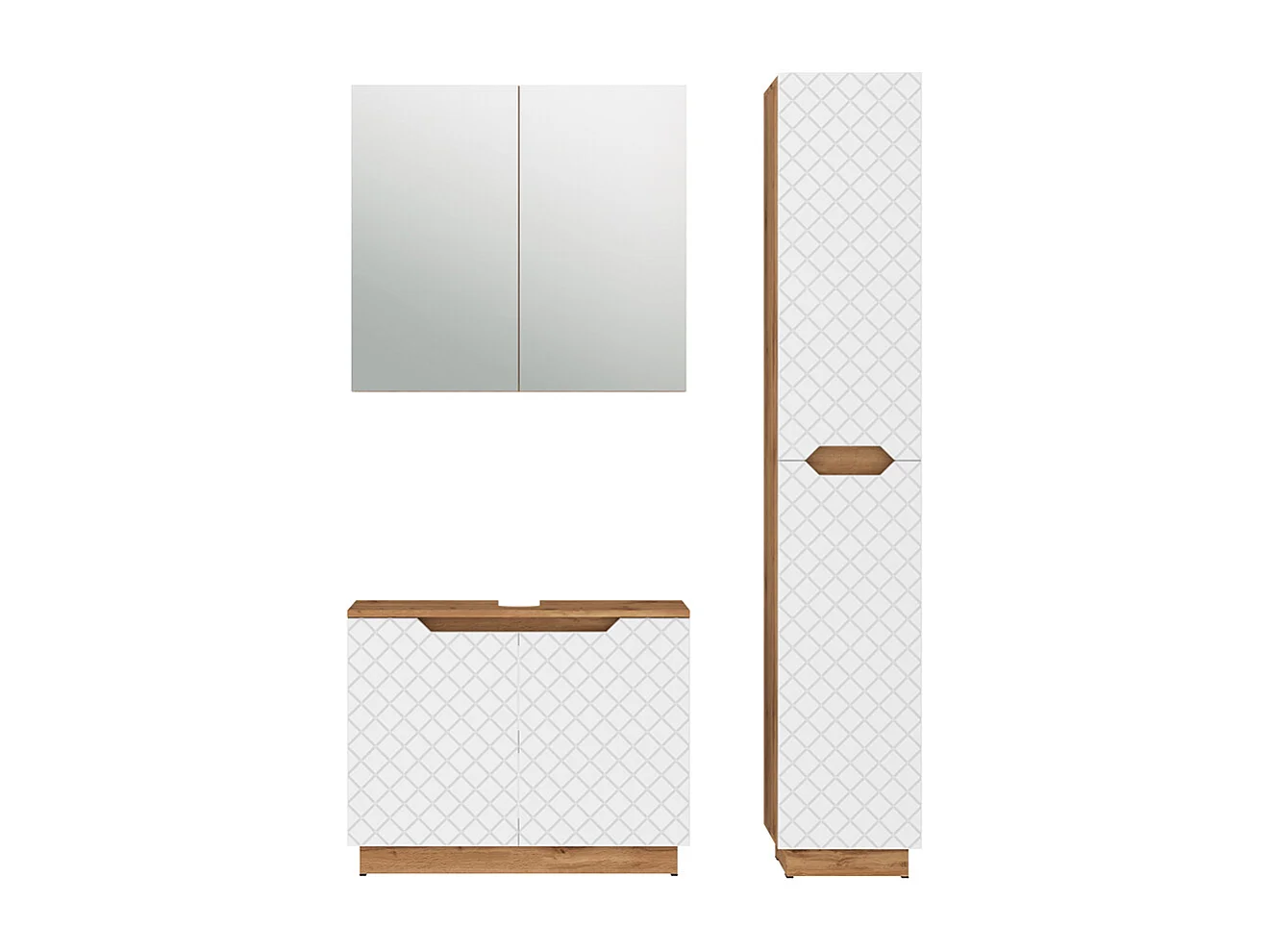 Badkamermeubelset eiken/wit met tegelstructuur 79.6x32x62.5 lotta