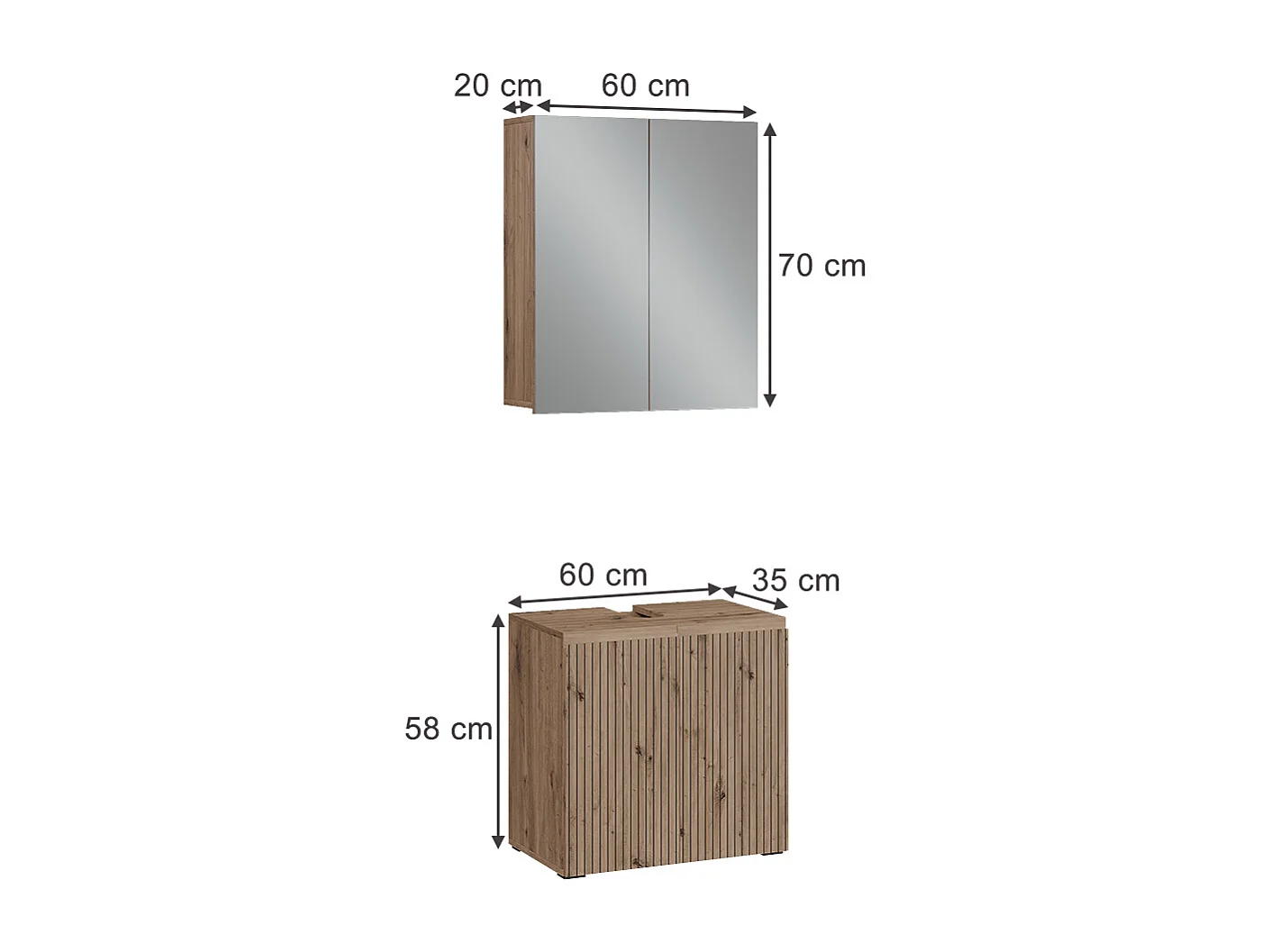 Conjunto de móveis de banheiro artesão 60x35x58 takumi