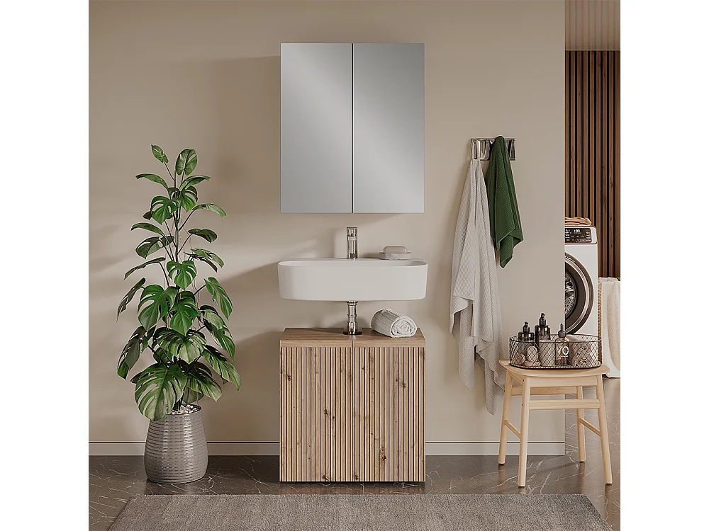 Conjunto de móveis de banheiro artesão 60x35x58 takumi