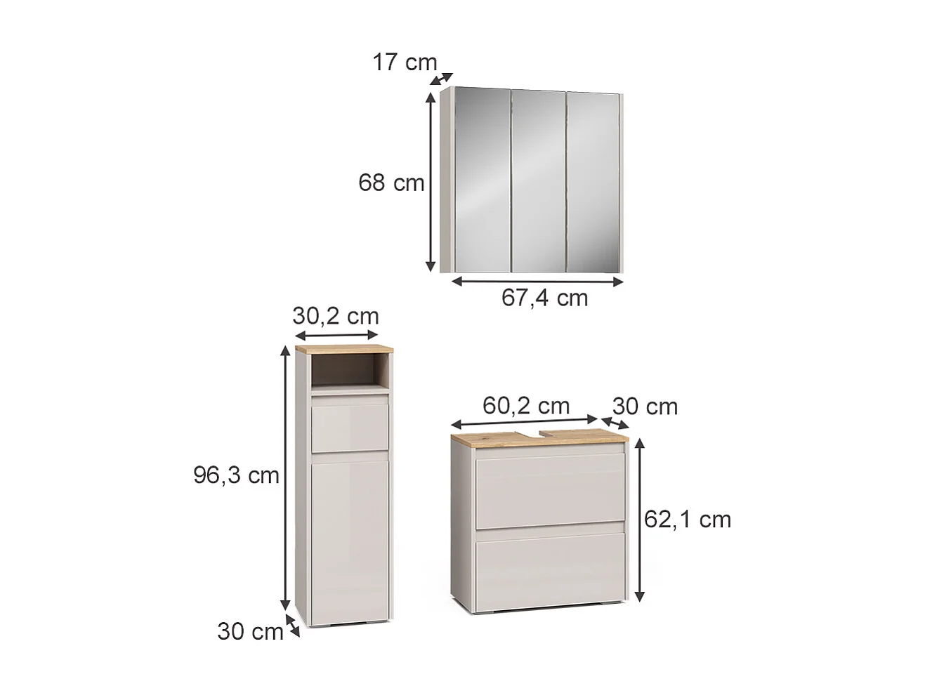 Badmöbel-Set cashmere/artisan 60.1x30.1x62 majest