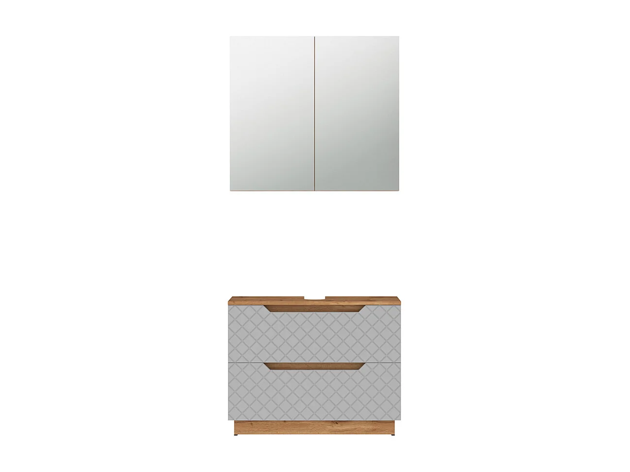 Set di mobili da bagno rovere/grigio con struttura in piastrelle 79.6x32x62.5 lotta