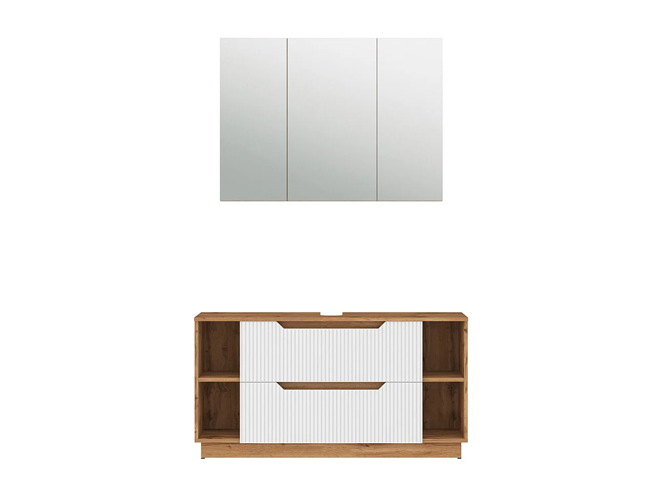 Set di mobili da bagno rovere/bianco a strisce 119.2x35x62.5 lotta