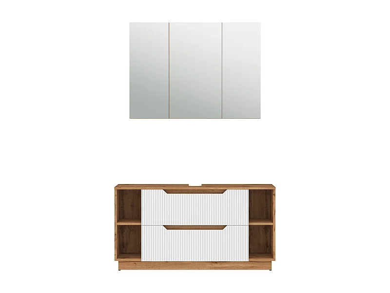 Badmöbel-Set eiche/weiß gestreift 119.2x35x62.5 lotta