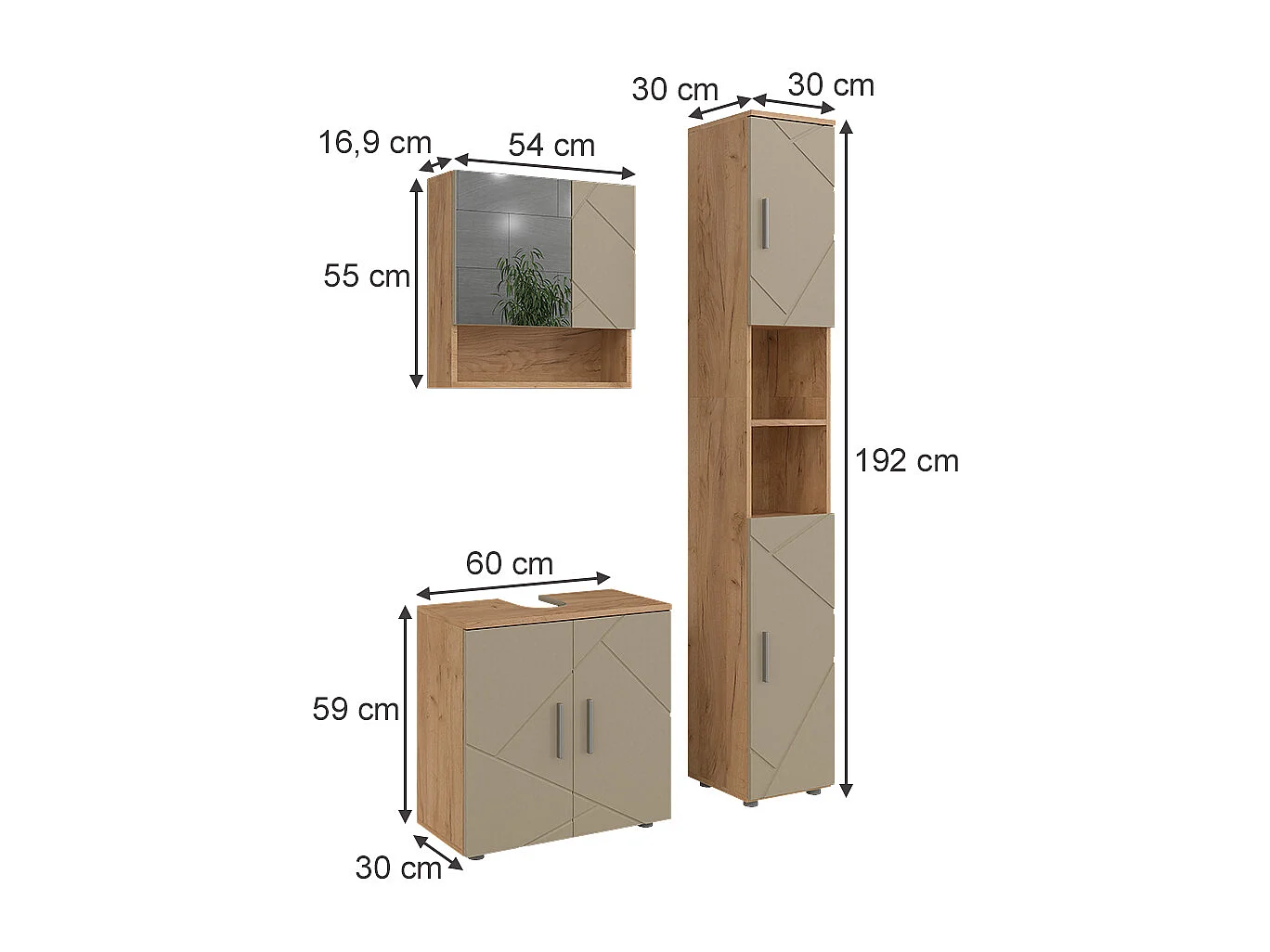 Meubles bain beige 60x30x59 irma