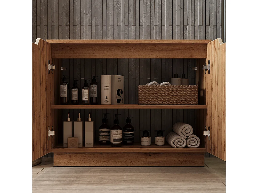 Badkamermeubelset eiken/kasjmier gestreept 79.6x32x62.1 lotta