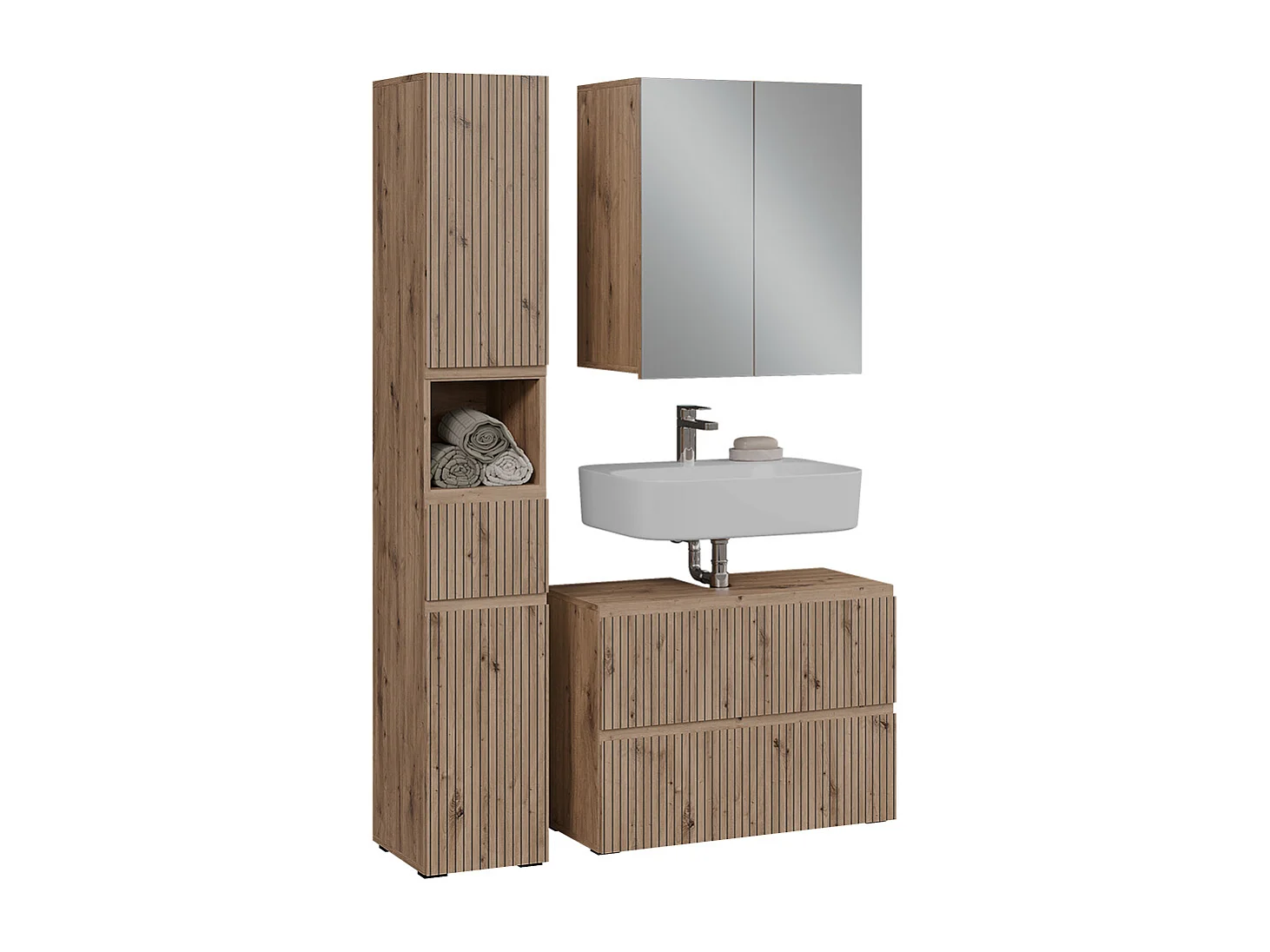 Ensemble de meubles de salle de bain 3 pièces artisan 80x35x58 takumi
