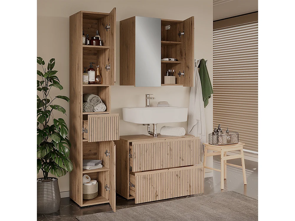 Ensemble de meubles de salle de bain 3 pièces artisan 80x35x58 takumi