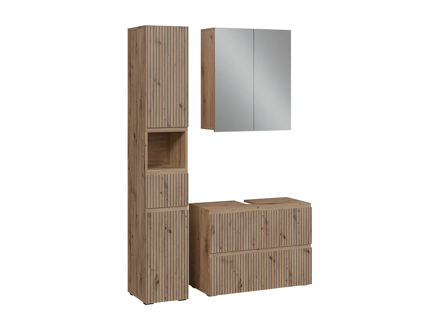 Ensemble de meubles de salle de bain 3 pièces artisan 80x35x58 takumi