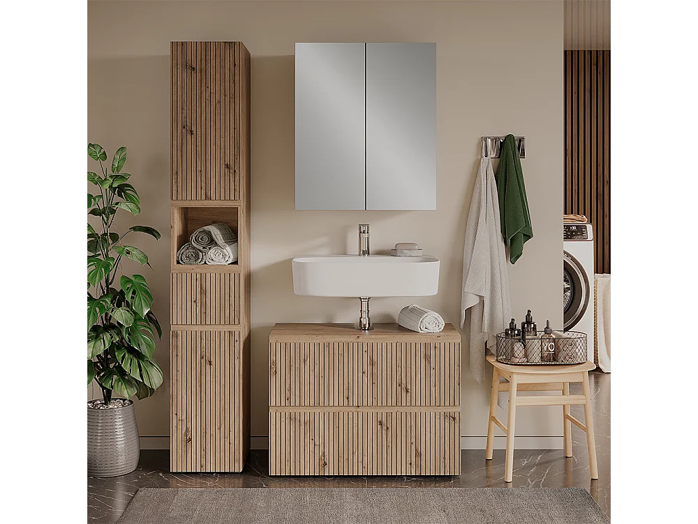 Ensemble de meubles de salle de bain 3 pièces artisan 80x35x58 takumi