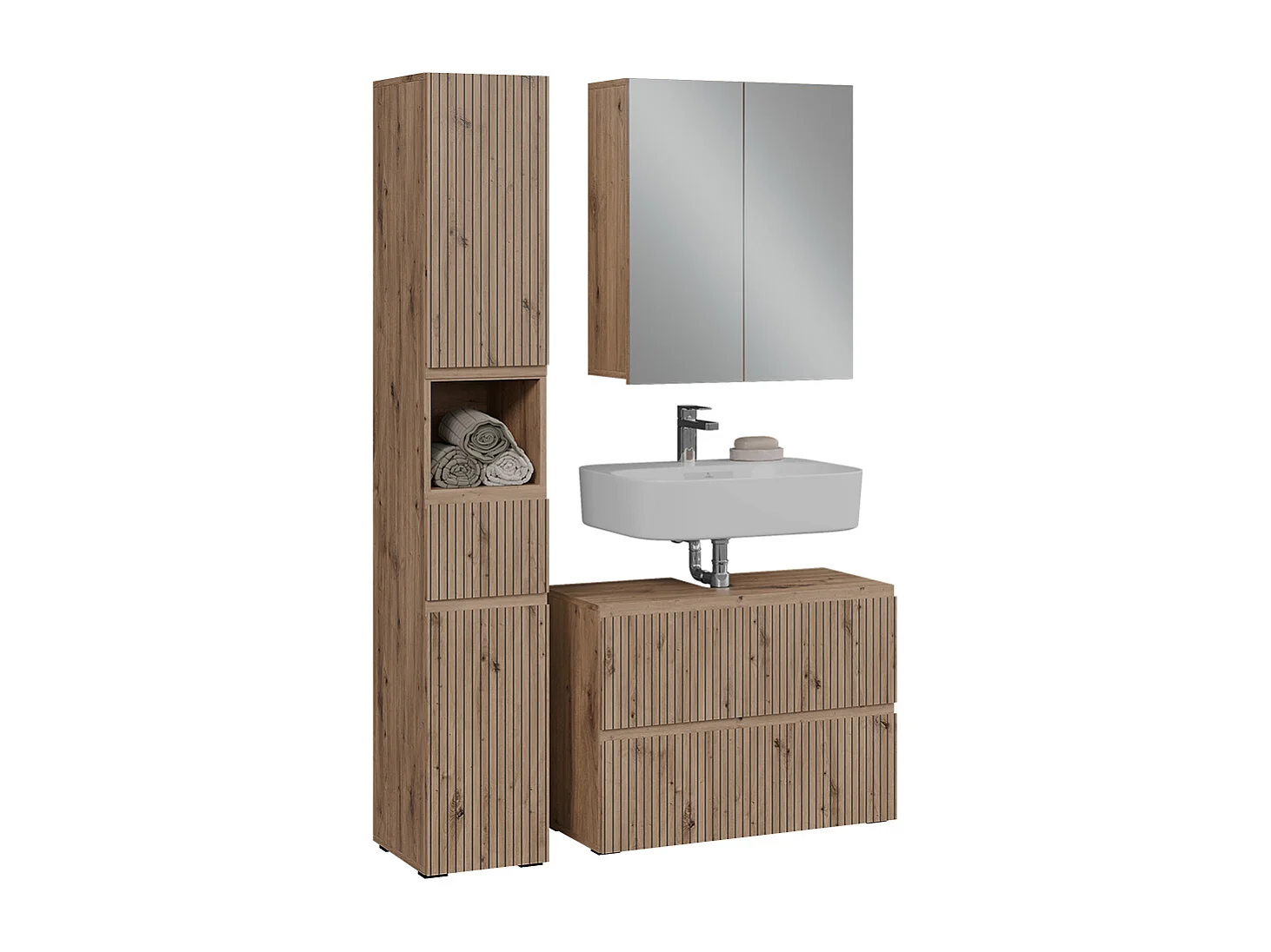 Ensemble de meubles de salle de bain 3 pièces artisan 80x35x58 takumi