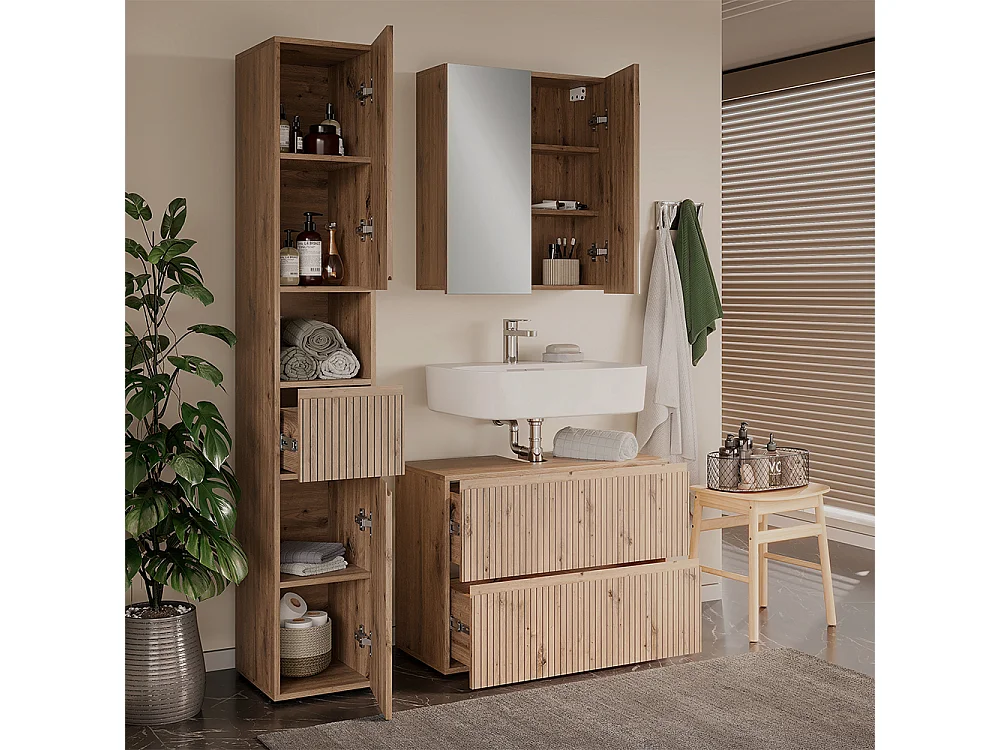 Ensemble de meubles de salle de bain 3 pièces artisan 80x35x58 takumi