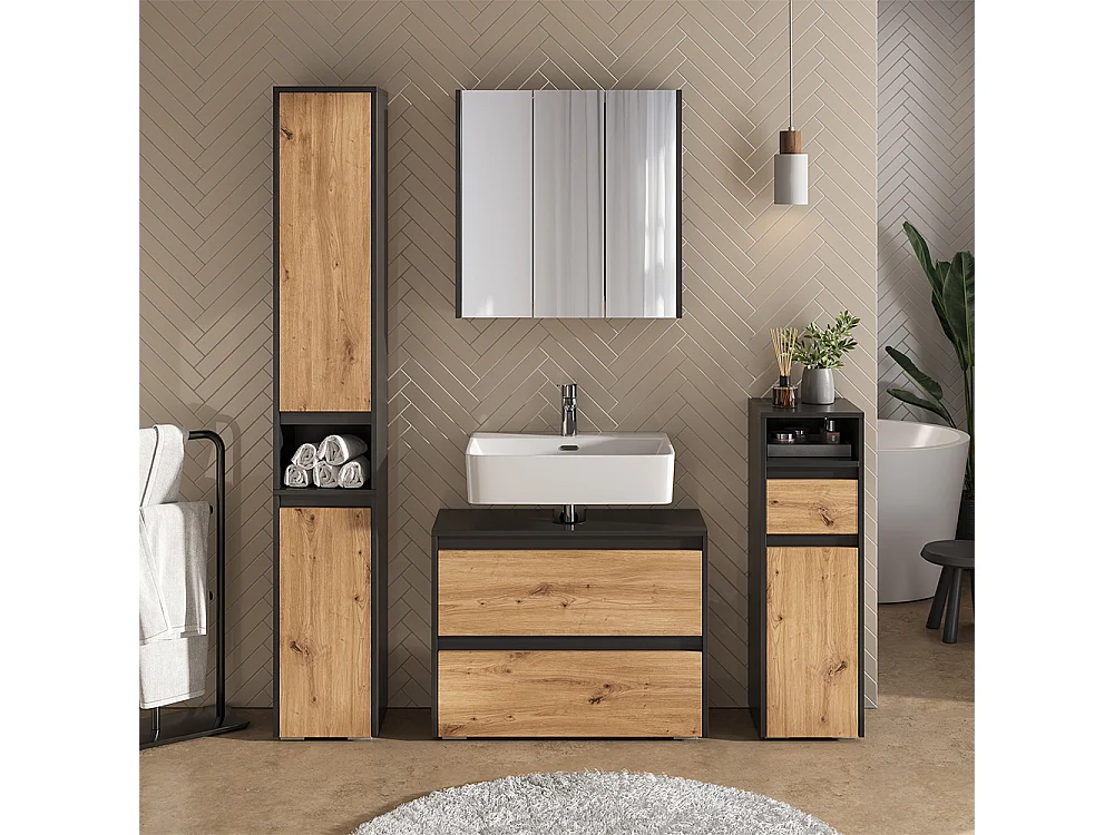 Badkamermeubelset antraciet/artisan 30.2x30x96.3 majest