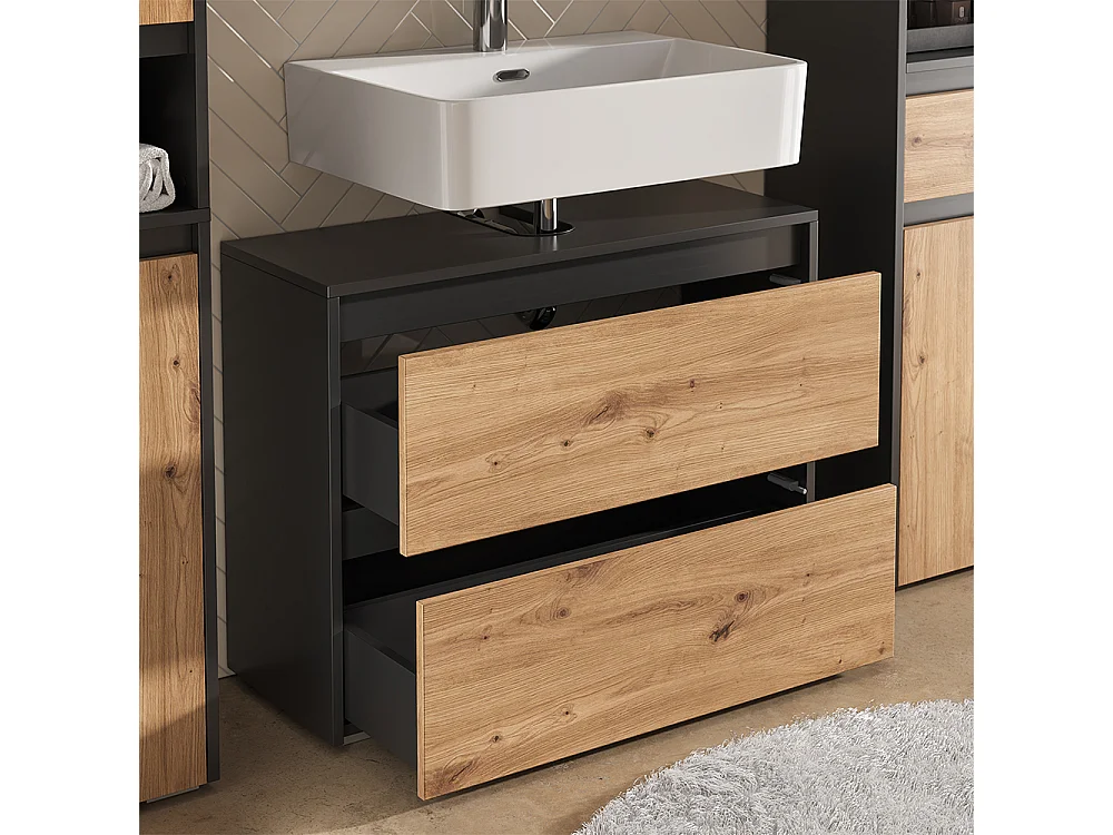 Badkamermeubelset antraciet/artisan 30.2x30x96.3 majest