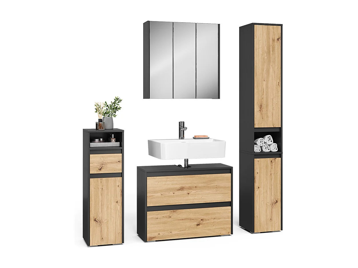 Badkamermeubelset antraciet/artisan 30.2x30x96.3 majest