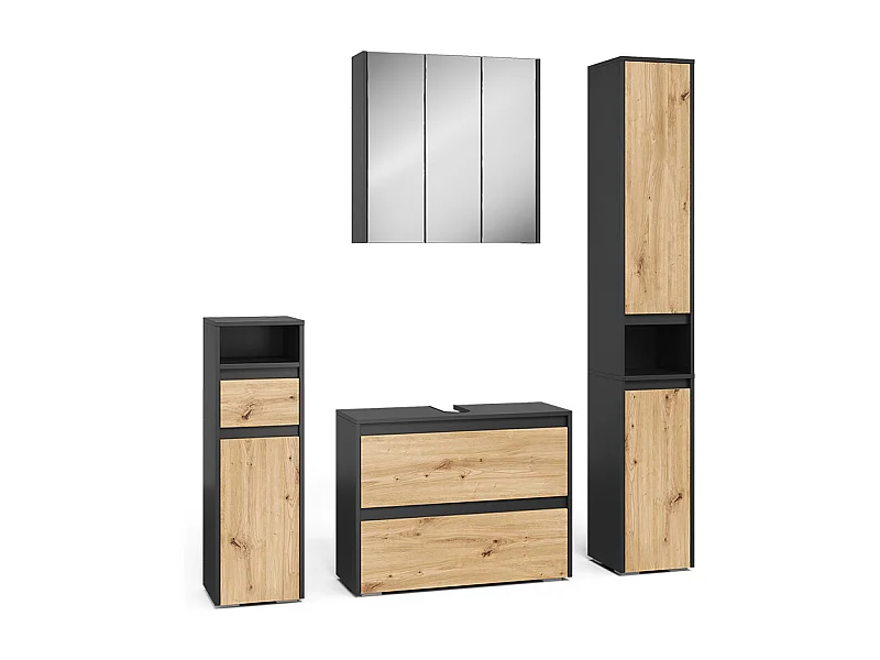 Badkamermeubelset antraciet/artisan 30.2x30x96.3 majest