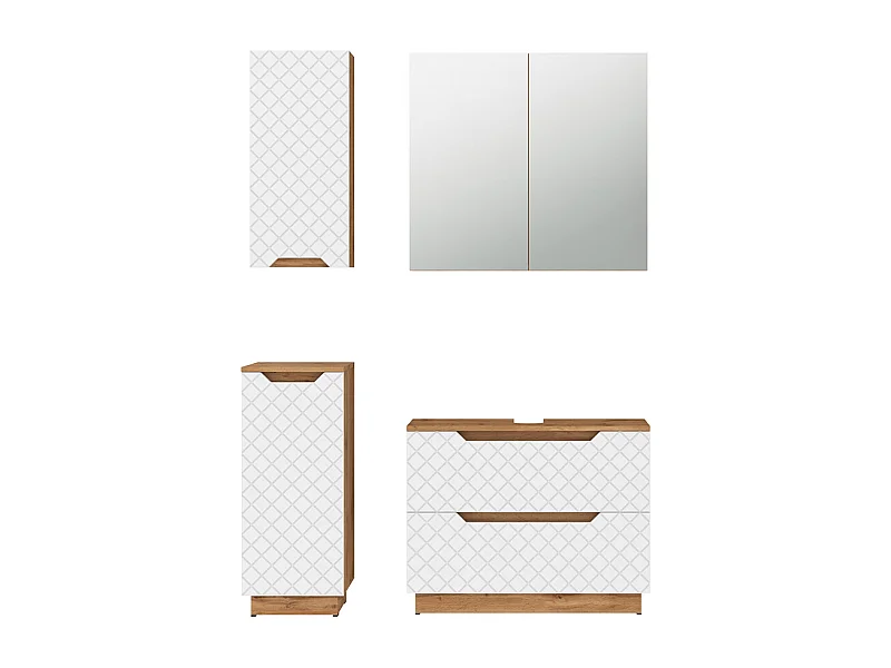 Badmöbel-Set eiche/weiß mit kachelstruktur 79.6x32x62.5 lotta