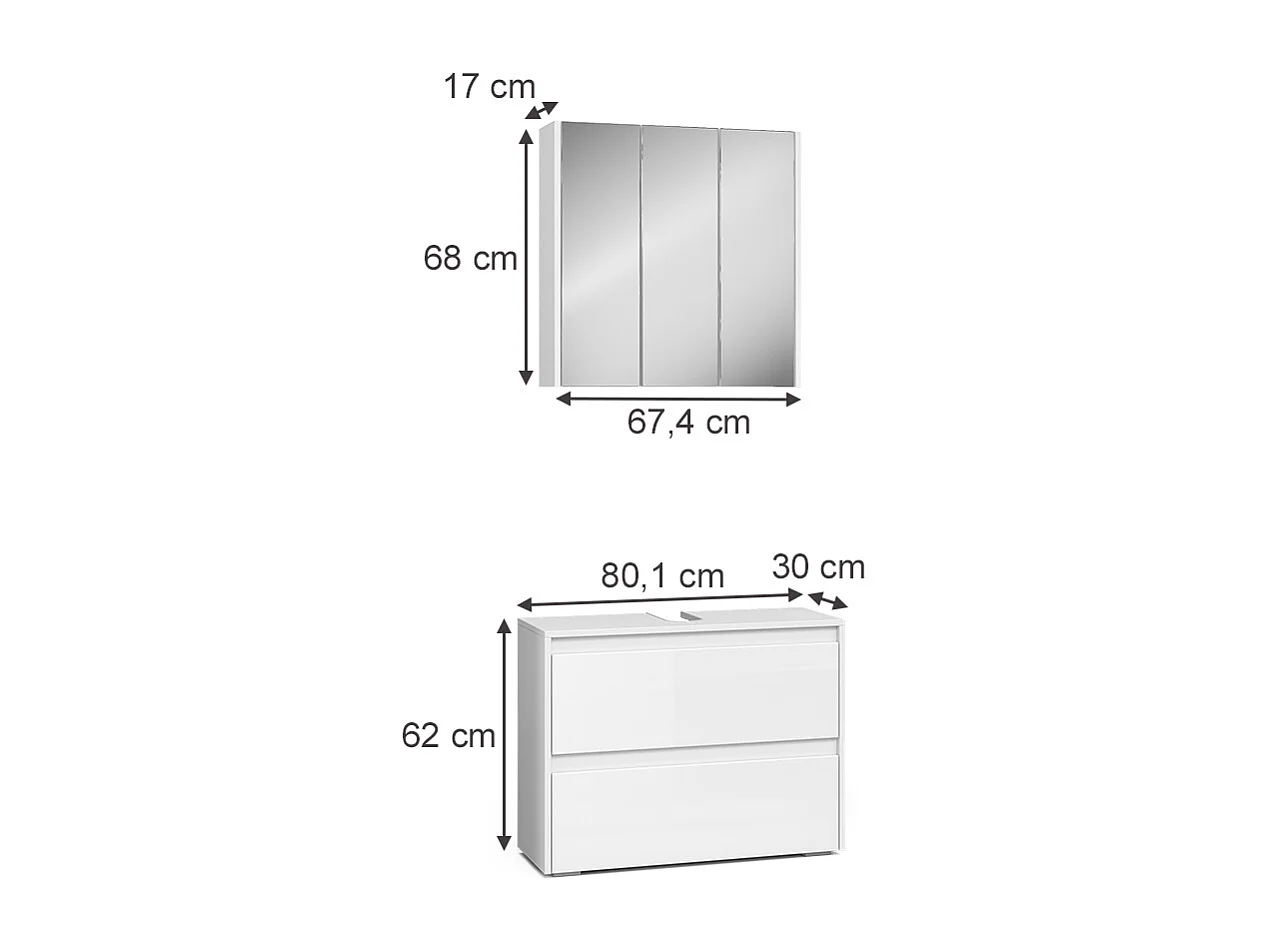 Badmöbel-Set weiß/weiß hochglanz 80.1x30.1x62 majest