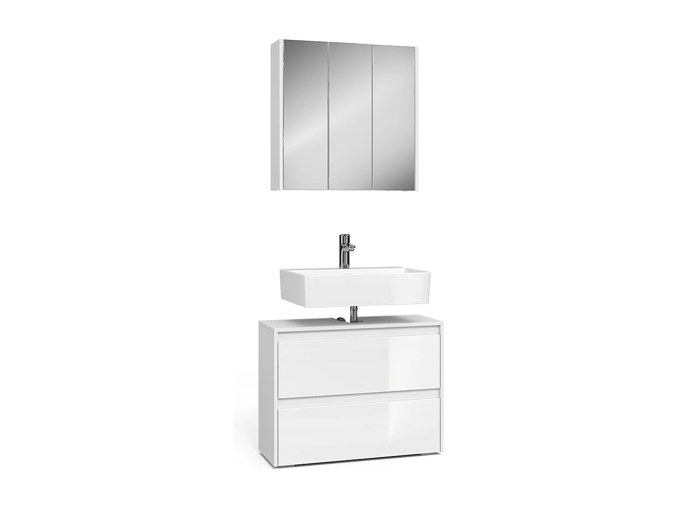 Badmöbel-Set weiß/weiß hochglanz 80.1x30.1x62 majest