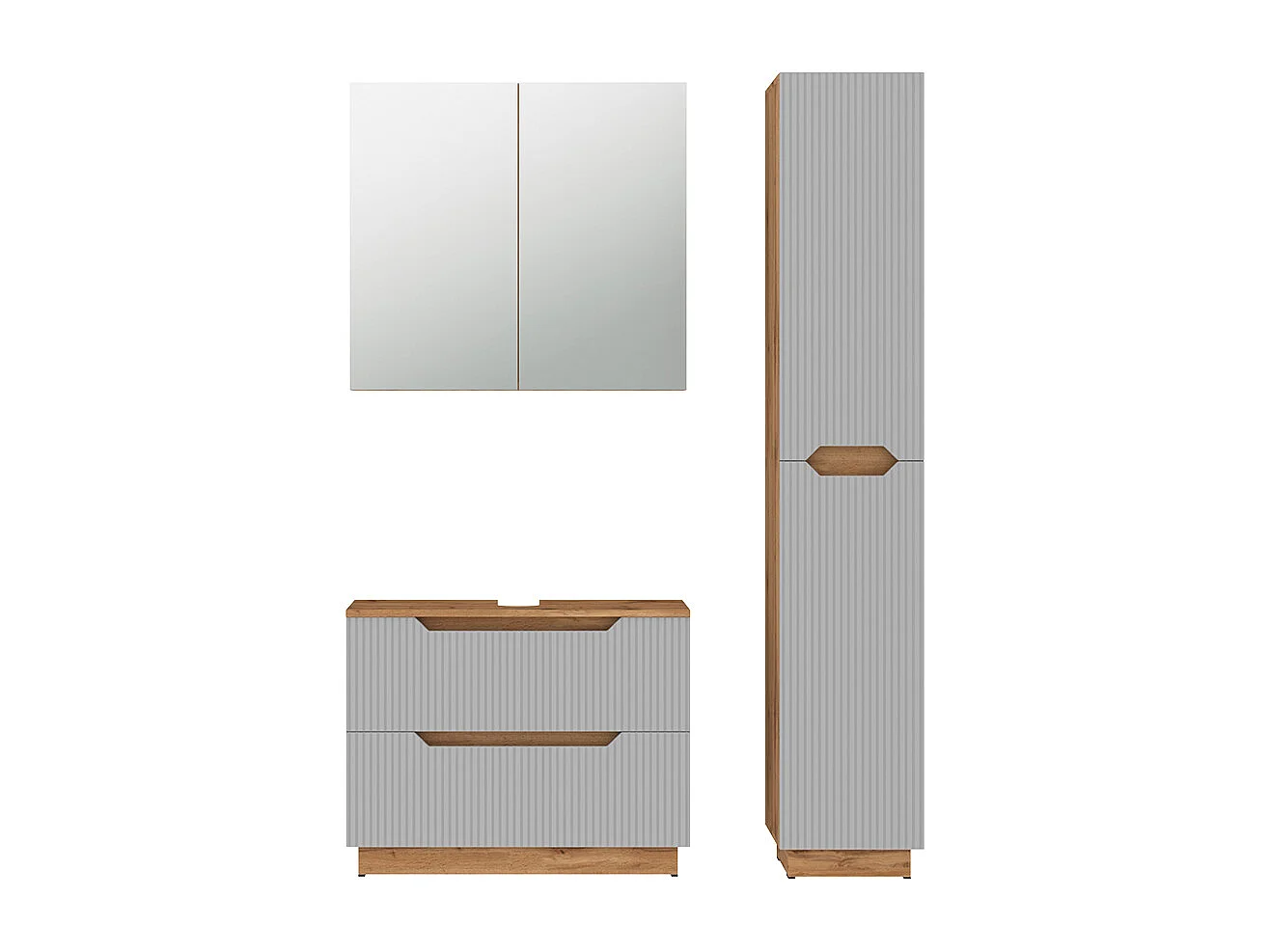 Badmöbel-Set eiche/grau gestreift 79.6x32x62.5 lotta