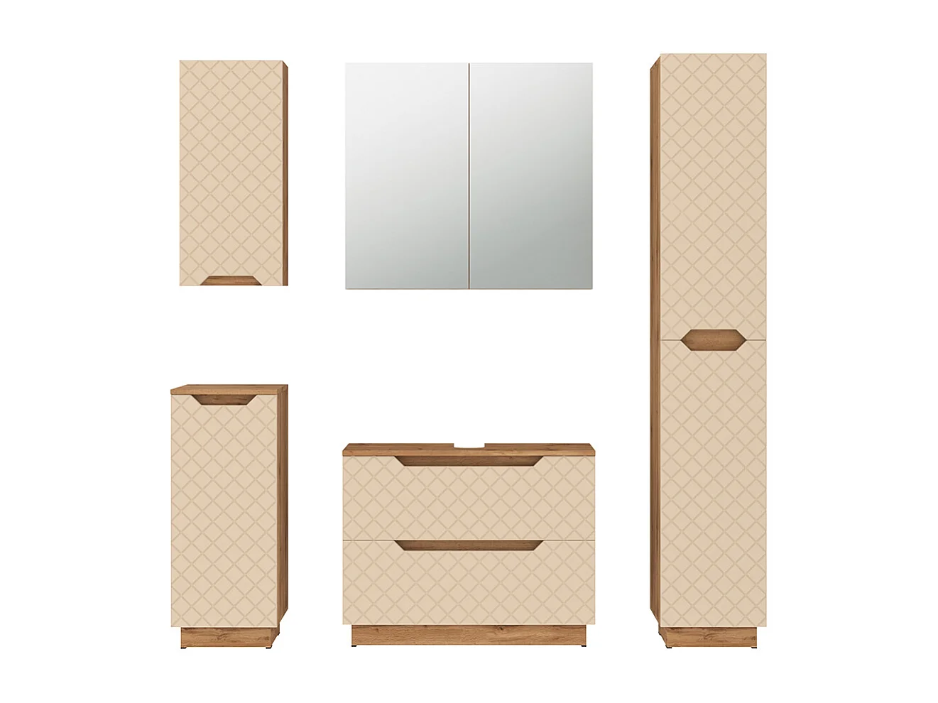 Badkamermeubelset eiken/kasjmier met tegelstructuur 79.6x32x62.1 lotta