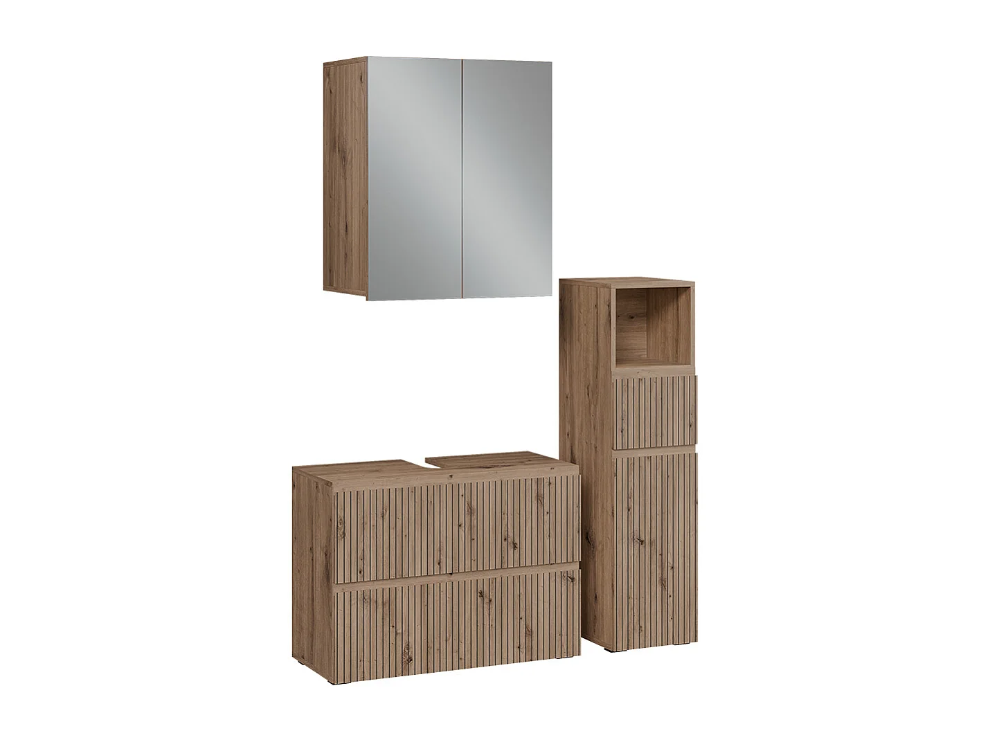 Ensemble de meubles de salle de bain 3 pièces artisan 80x35x58 takumi