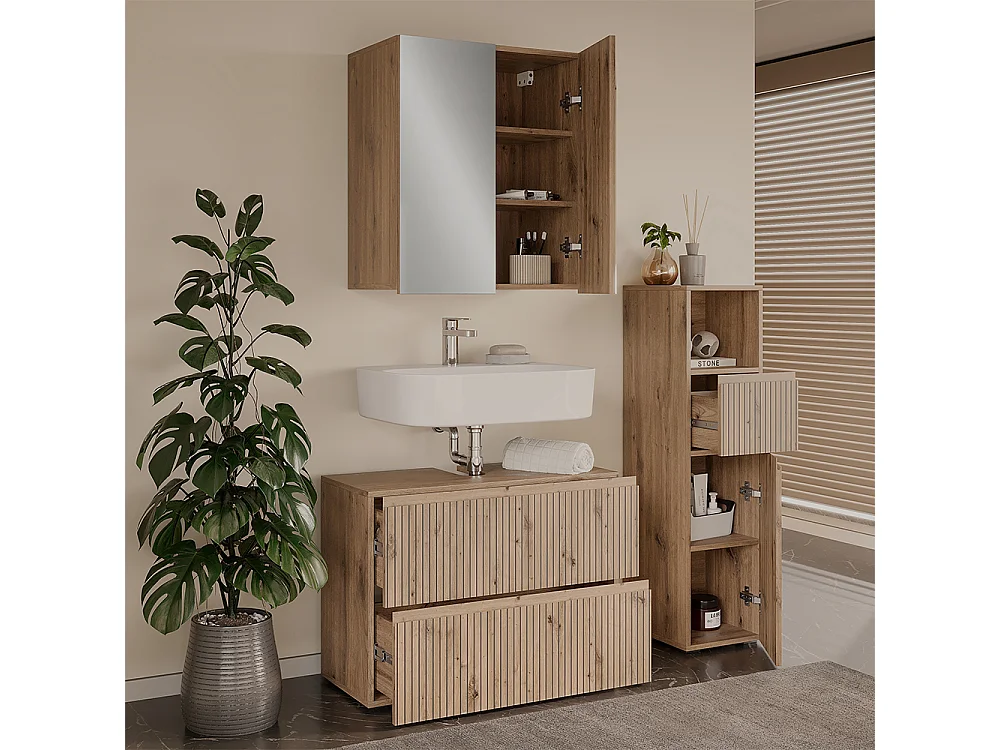 Ensemble de meubles de salle de bain 3 pièces artisan 80x35x58 takumi