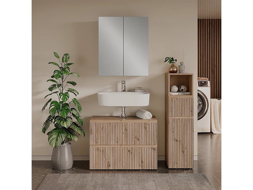 3-delige badkamermeubelset ambachtelijk 80x35x58 takumi