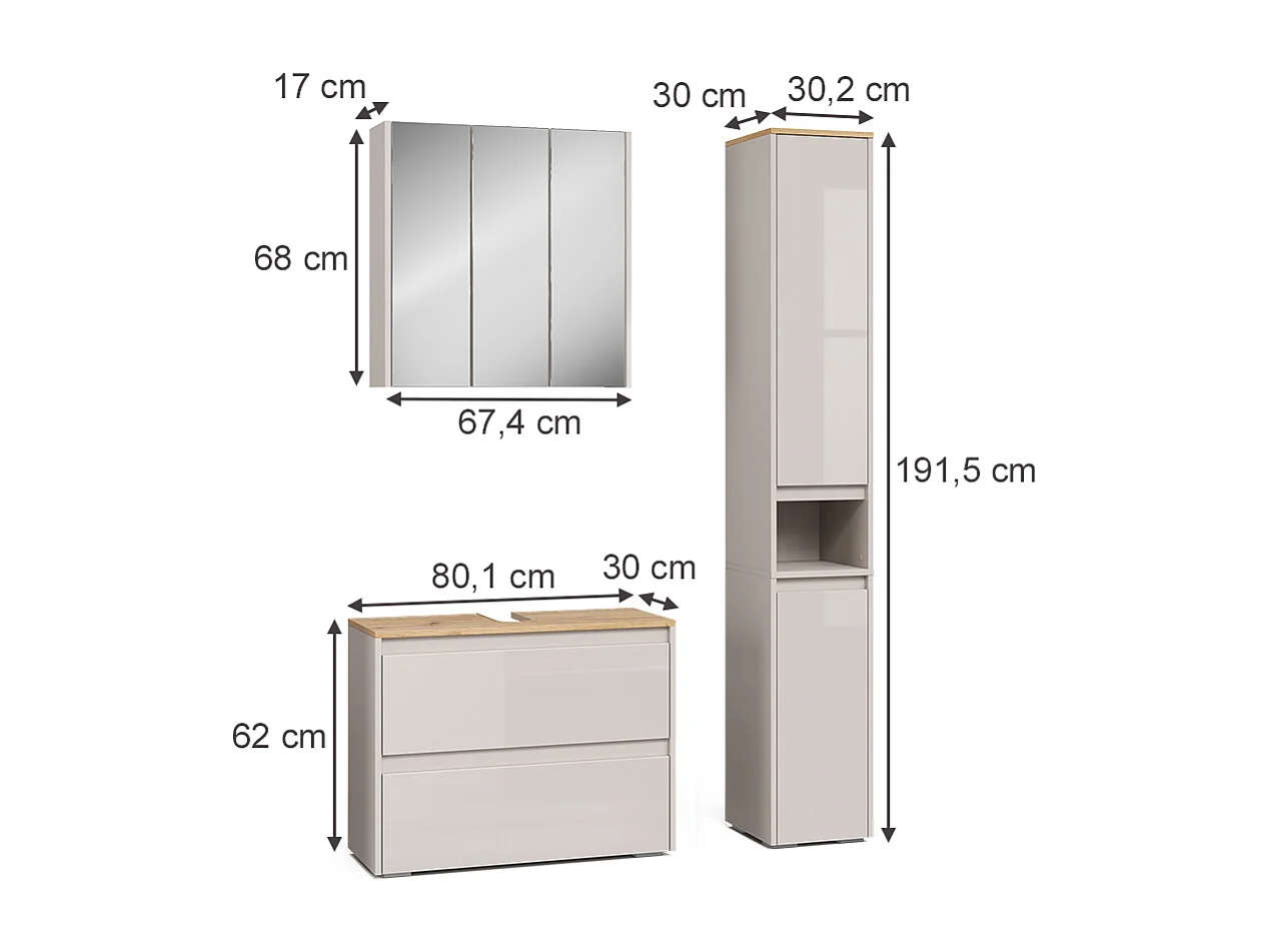 Badmöbel-Set cashmere/artisan 80.1x30.1x62 majest