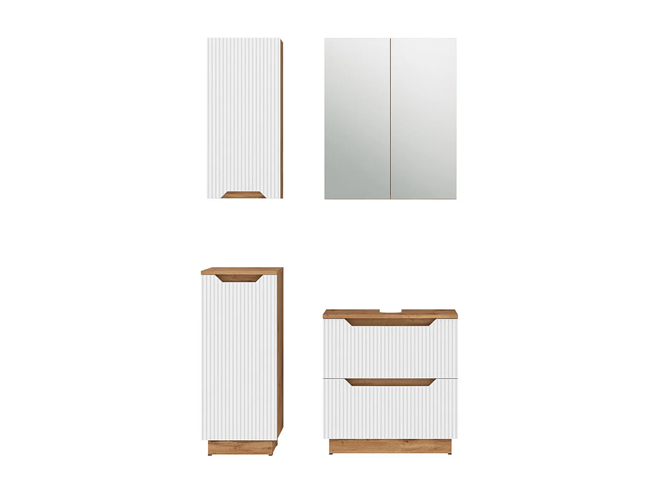 Badmöbel-Set eiche/weiß gestreift 59.8x32x62.5 lotta