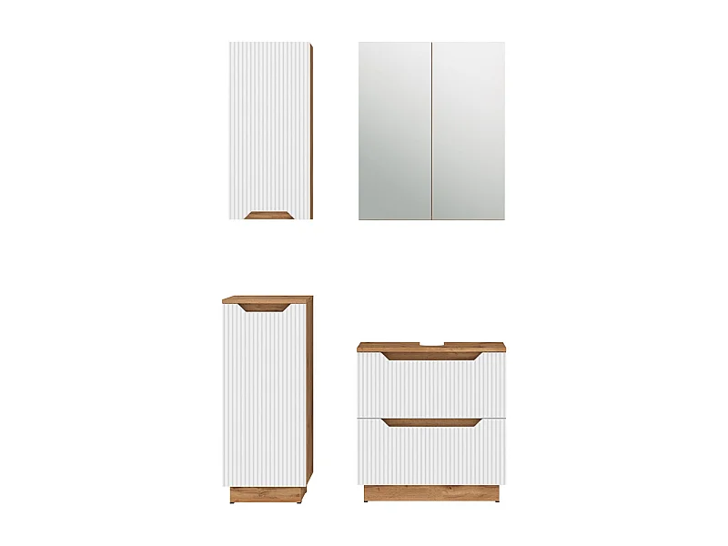 Badmöbel-Set eiche/weiß gestreift 59.8x32x62.5 lotta