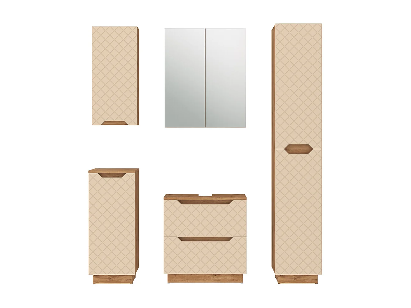Meubles bain chêne/cachemire avec structure en carreaux 59.8x32x62.5 lotta
