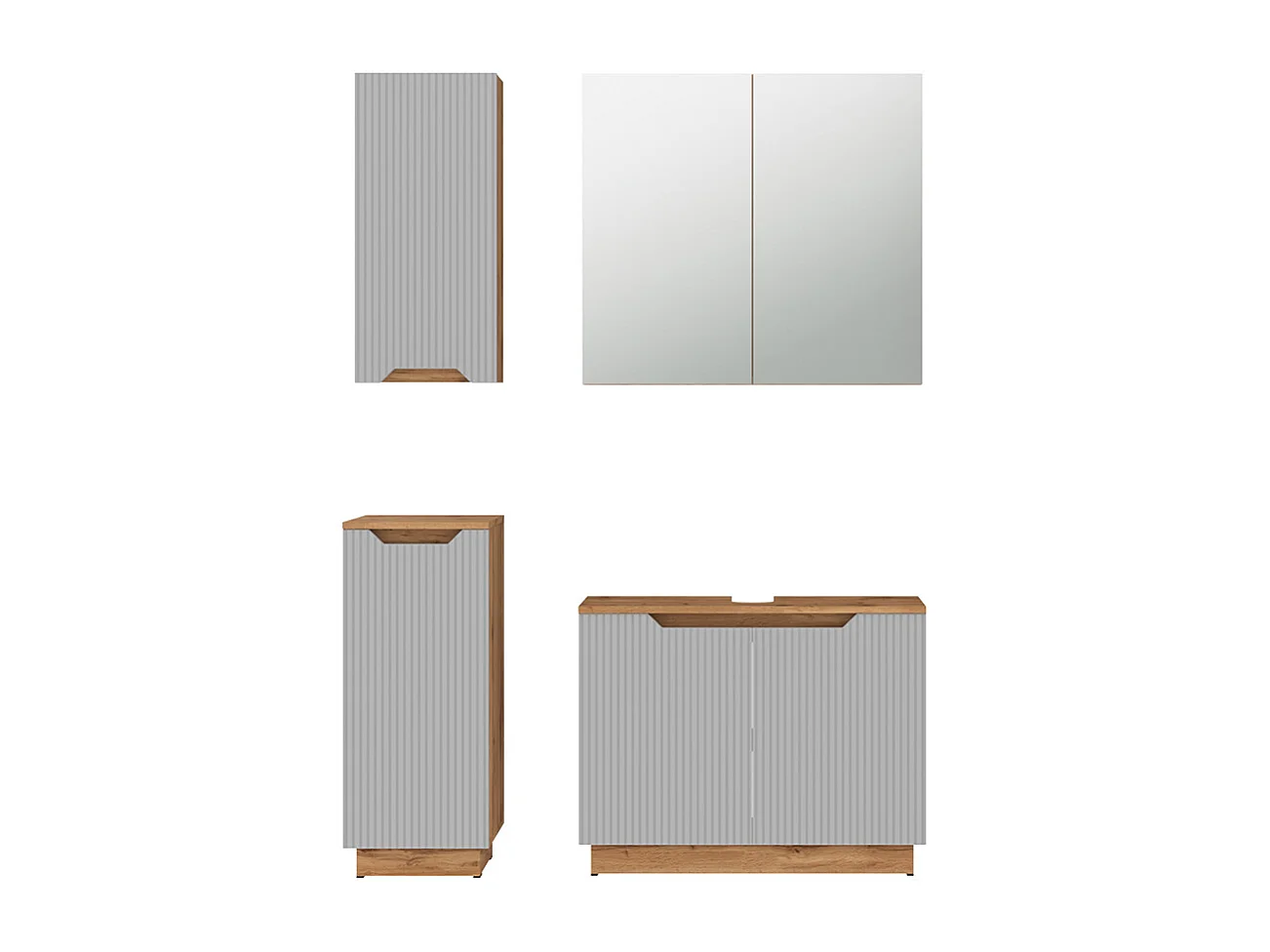 Zestaw mebli łazienkowych dąb/szary w paski 79.6x32x62.1 lotta