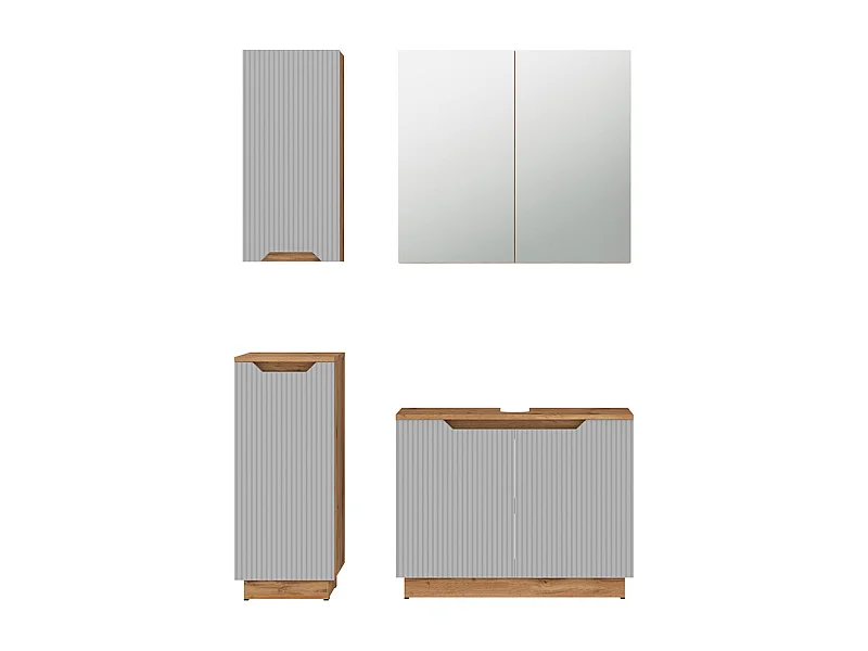 Set di mobili da bagno rovere/grigio a righe 79.6x32x62.1 lotta