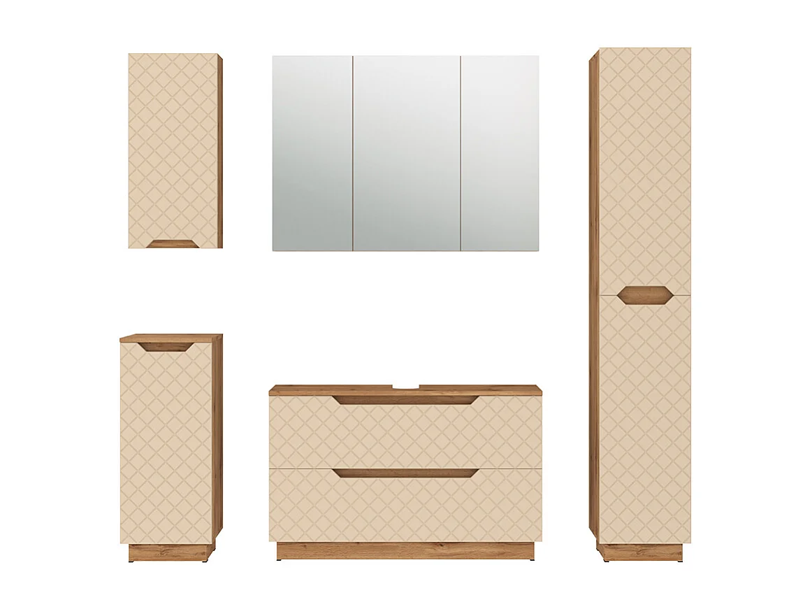 Meubles bain chêne/cachemire avec structure en carreaux 99.4x32x62.5 lotta
