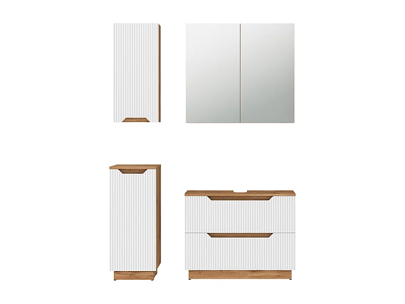 Set di mobili da bagno rovere/bianco a strisce 79.6x32x62.5 lotta
