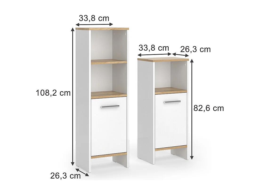 Badmöbel-Set weiß/goldkraft eiche 33.8x26.3x108.2 karli