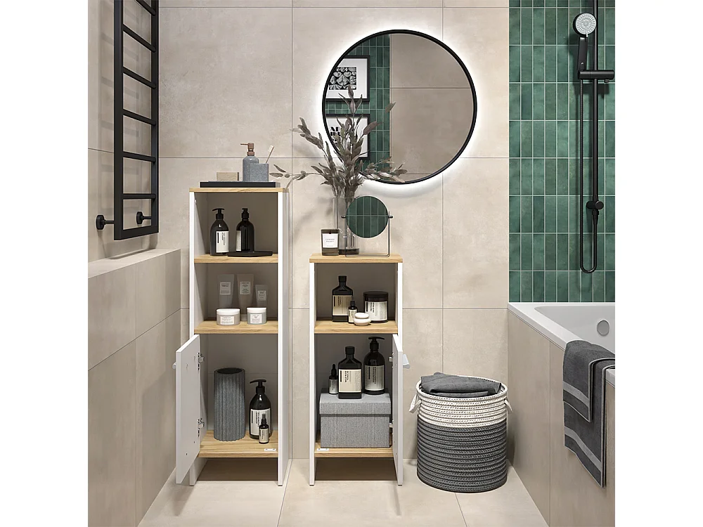 Badmöbel-Set weiß/goldkraft eiche 33.8x26.3x108.2 karli