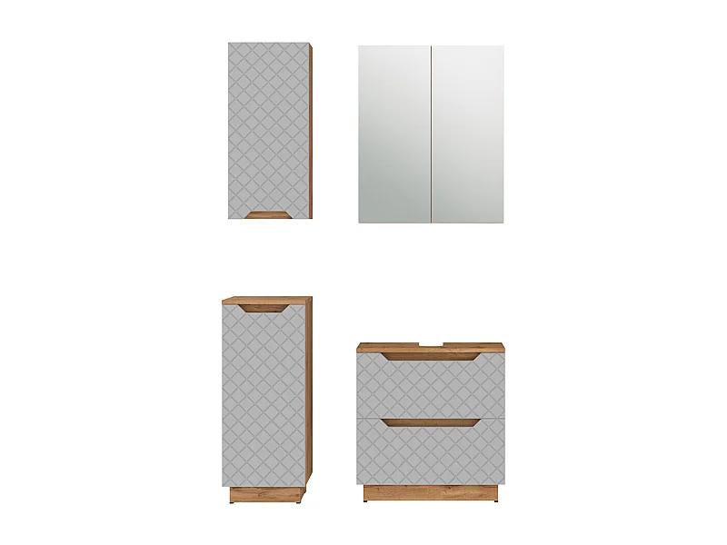 Badkamermeubelset eiken/grijs met tegelstructuur 59.8x32x62.5 lotta