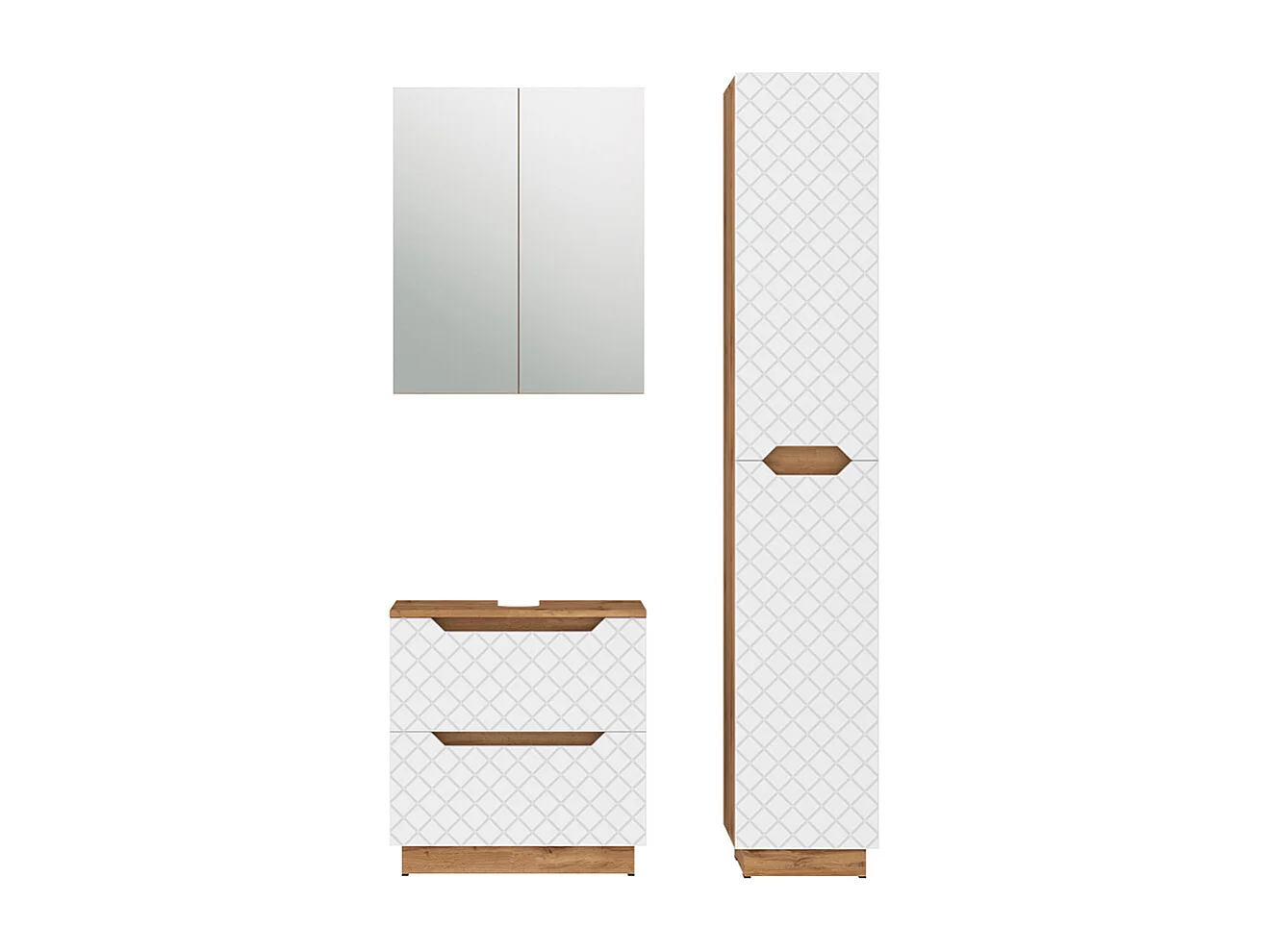 Badkamermeubelset eiken/wit met tegelstructuur 59.8x32x62.5 lotta