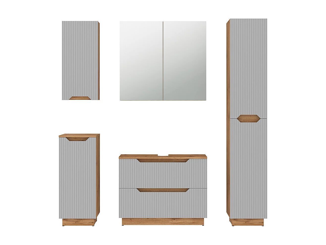 Badmöbel-Set eiche/grau gestreift 79.6x32x62.1 lotta