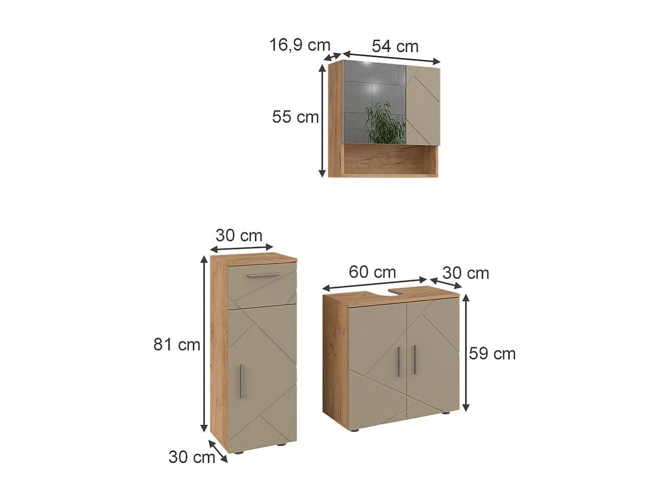 Meubles bain beige 60x30x59 irma