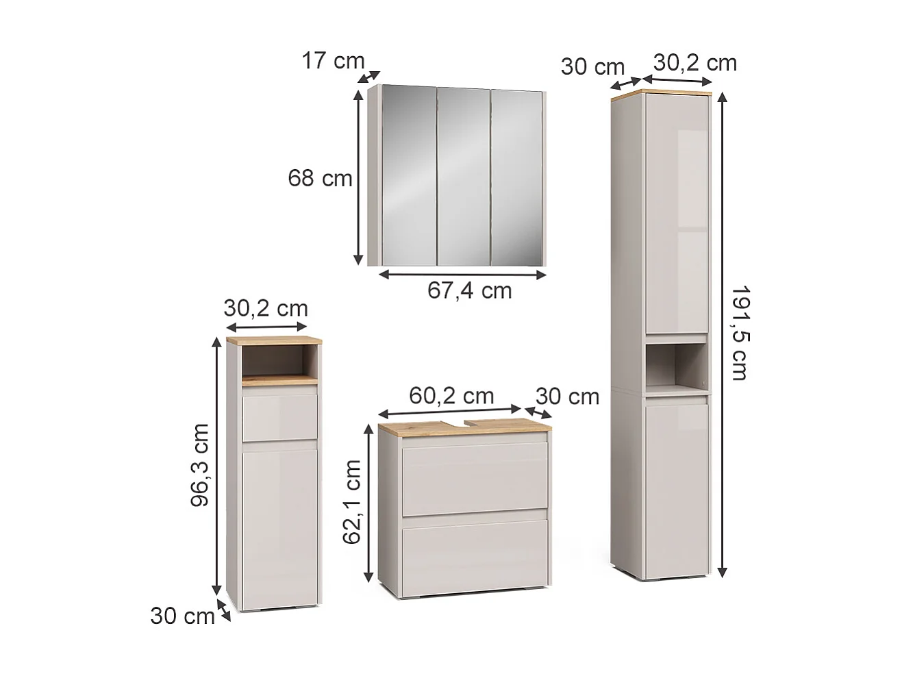 Meubles bain cachemire/artisan 60.1x30.1x62 majest