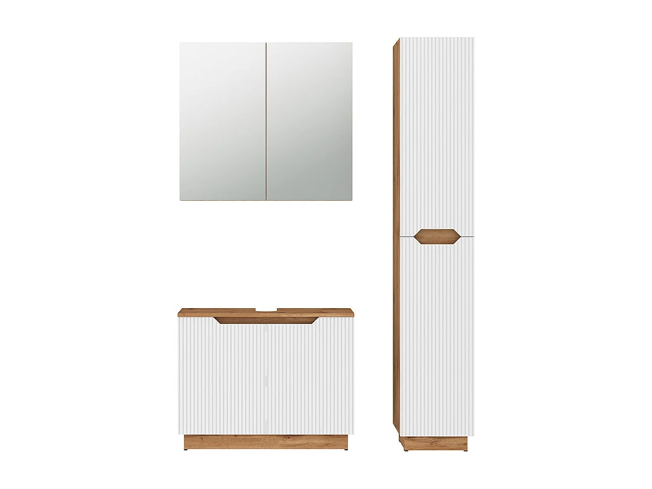 Badkamermeubelset eiken/wit gestreept 79.6x32x62.5 lotta